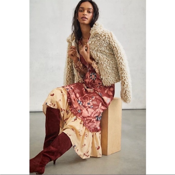 Othilia Carmela Maxi Dress Anthropologie Elastic Waist Long Sleeve Pockets L NWT - Picture 14 of 16